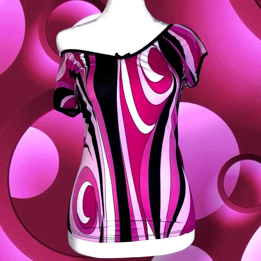 Y2k retro revival pink candy swirl top